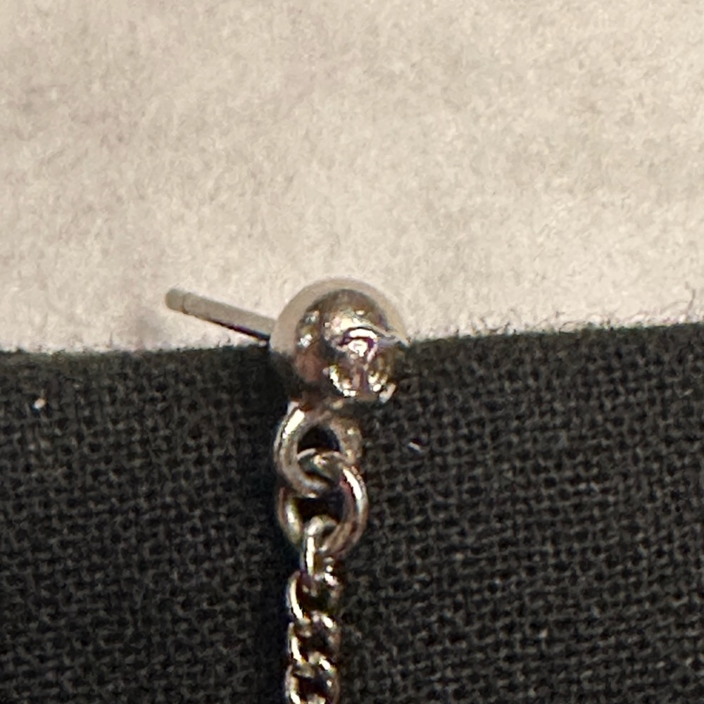 Authentic Chanel Crystal Chain CC Logo Dangle Drop Earrings - Picture 2 of 12